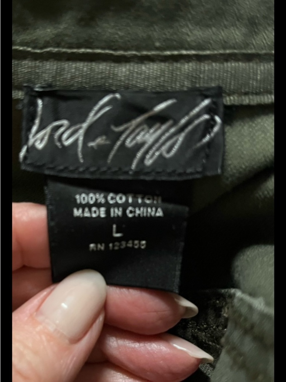 Lord & Taylor Green  100% Cotton  Cargo Jacket Women’s Large - Picture 5 of 7